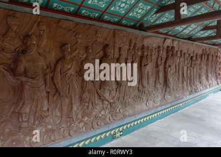 Wand Skulptur in Shibaozhai Tempel Stockfoto