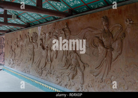 Wand Skulptur in Shibaozhai Tempel Stockfoto