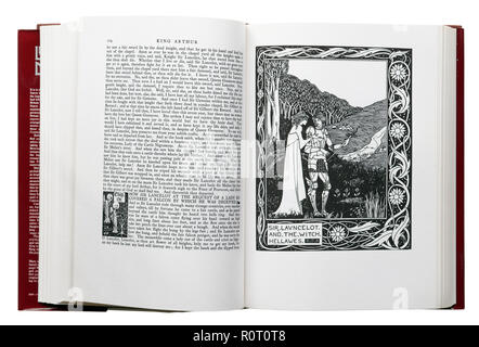 Le Morte d'Arthur von Sir Thomas Malory. Abbildung: Sir Lanzelot und die Hexe Hellawes von Aubrey Beardsley Stockfoto