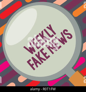 Text Zeichen zeigt Wöchentlich gefälschte Nachrichten. Konzeptionelle Foto ungenau, SENSATIONALISTIC Bericht, der erstellt wird, zu gewinnen. Stockfoto