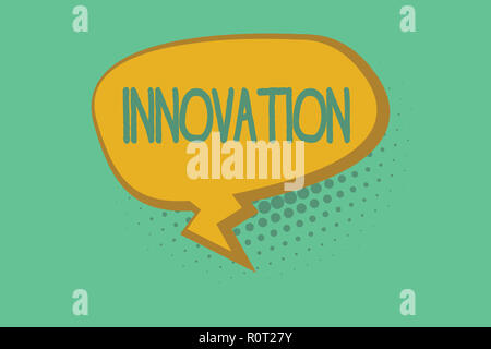 Text Zeichen zeigen Innovation. Konzeptionelle Foto neue Methode Idee Produkt verschiedene Kreative nicht vorher bekannt. Stockfoto