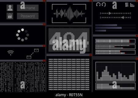 Fehler 404. Seite nicht gefunden. Digitale Anzeige Vektordarstellung. Stock Vektor