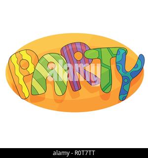 Banner für Kinder Partei im Comic-stil mit Hintergrund. Für Spaß und Spiel, Kinder Spiel raum für Geburtstagsparty. Plakat für kinderspielzimmer eingerichtet Stock Vektor