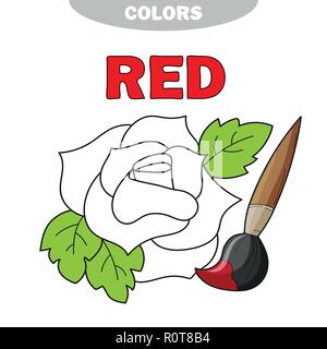 Rot. Die Farbe Lernen. Bildung gesetzt. Abbildung der primären Farben. Vector Illustration - Rose, Buch Färbung Stock Vektor