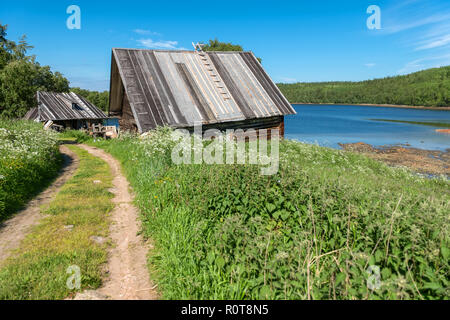 Wohnhaus Heilige Dreifaltigkeit Anzersky Kloster Der solowki Kloster auf dem Anzersky Insel Solowki Inseln, Archangelsker Gebiet, Russland Stockfoto