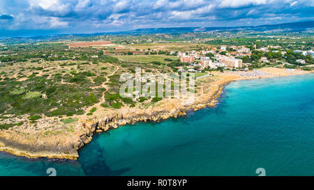 Antenne. Lido di Noto, Provinz Syrakus, Italien. Stockfoto