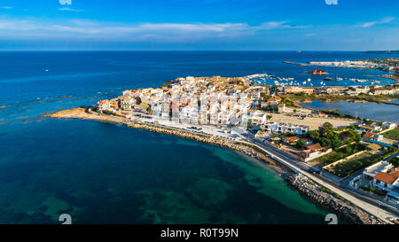 Antenne. Marzamemi, Provinz Syrakus, Italien. Stockfoto