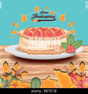 Pie von Thanksgiving Day mit Girlanden Vector Illustration Design Stock Vektor