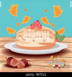 Pie von Thanksgiving Day mit Girlanden Vector Illustration Design Stock Vektor