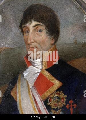 BUSTAMANTE Y GUERRA, JOSE DE MARINO ESPAÑOL. 1759-1825 GOBERNADOR DE MONTEVIDEO 1797 ein 1804 MINIATURA Museo Naval. MADRID. Stockfoto