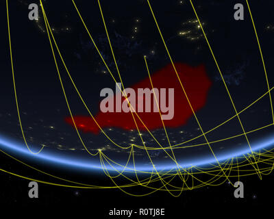 Am Modell des Planeten Erde bei Nacht Niger mit Netzwerk für Reisen und Kommunikation. 3D-Darstellung. Elemente dieses Bild von der NASA eingerichtet. Stockfoto