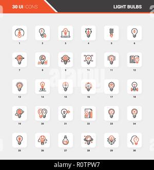 Glühbirnen flache Linie Web Icon Konzepte Stock Vektor