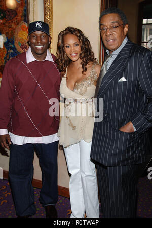 Don Cornelius, Vivica A Fox und Tyrese Gibson präsentieren die Nominierungen der 20. jährlichen SOUL TRAIN MUSIC AWARDS Im Spago Restaurant in Beverly H Stockfoto