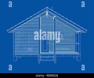 Skizze des Kleinen Hauses. Vektor Rendering von 3d Stock Vektor