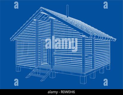 Skizze des Kleinen Hauses. Vektor Rendering von 3d Stock Vektor