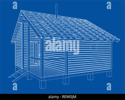 Skizze des Kleinen Hauses. Vektor Rendering von 3d Stock Vektor