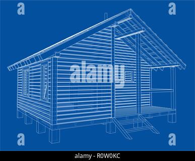 Skizze des Kleinen Hauses. Vektor Rendering von 3d Stock Vektor