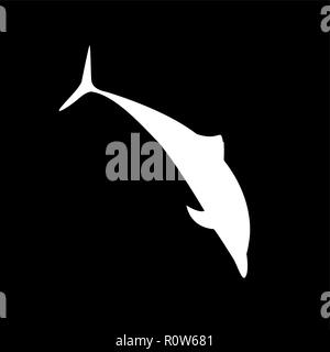 Dolphin springt auf schwarzem Hintergrund Vektor-illustration isoliert Stock Vektor
