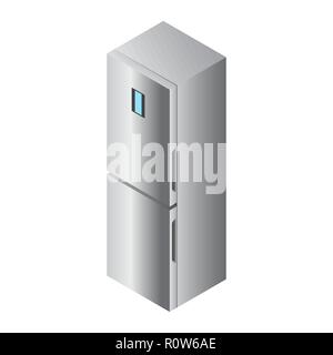 Realistische detaillierte isometrische 3D-Kühlschrank, Kühlschrank Symbol Stock Vektor