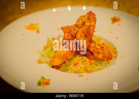Gebratene kleine gelbe croaker Fisch mit Salz und Chili Stockfoto