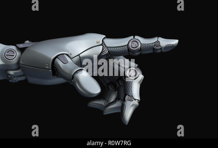 Robot Hand zeigt. 3D-Darstellung Stockfoto