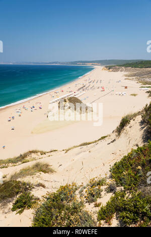 Praia do Meco in der Nähe von Cabo Espichel, Aldeia do Meco, Costa da Caparica, die Gemeinde von Sesimbra, Setubal, Lissabon, Portugal Stockfoto