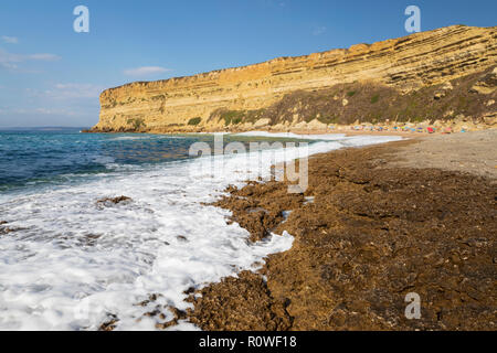 Praia da Foz Beach in der Nähe von Cabo Espichel, Aldeia do Meco, Costa da Caparica, die Gemeinde von Sesimbra, Setubal, Lissabon, Portugal Stockfoto