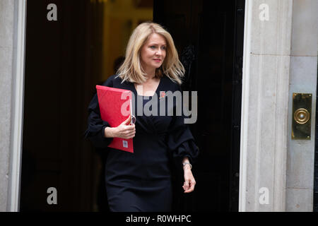 Esther McVey, ehemaliger Minister für Arbeit und Altersversorgung, Blätter der Downing Street. Sie fand über Theresa's kann Brexit Pläne. Stockfoto