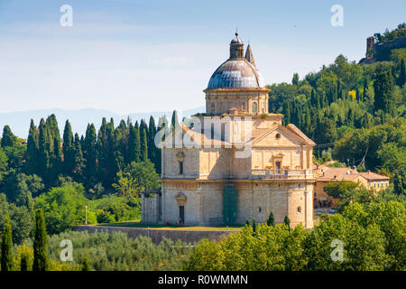 San Biagio ist ein Renaissance griechischen Kreuzes zentralen Plan Kirche außerhalb Montepulciano, Toskana, Italien Stockfoto