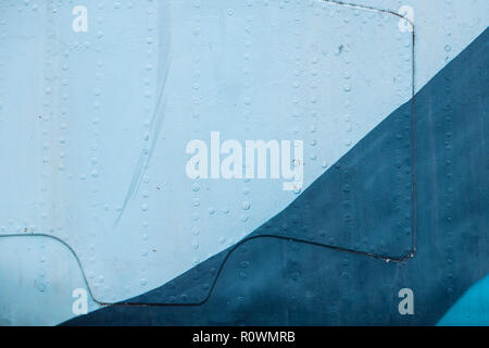 Close up Vintage Military Aircraft metall Textur. Aluminium Metall Textur Stockfoto