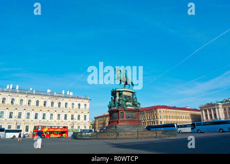 Denkmal für Nikolaus I., St. Isaak's Square, St. Petersburg, Russland Stockfoto