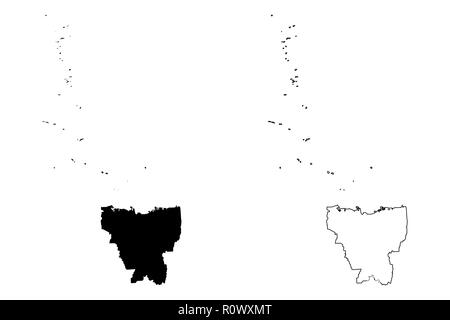 Jakarta (Unterteilungen von Indonesien, Provinzen Indonesiens) Karte Vektor-illustration, kritzeln Skizze spezielle Region der Hauptstadt Jakarta Stadtplan Stock Vektor