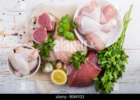 Auswahl der verschiedenen Teilstücke Stockfoto