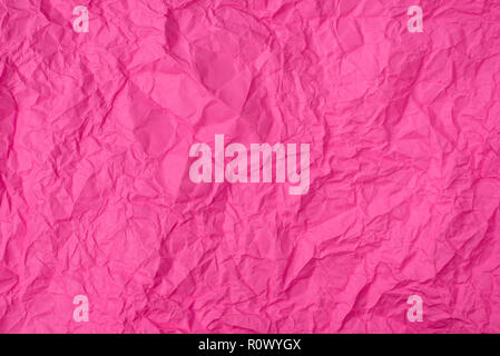 Rosa zerknittertes Papier Textur als Hintergrund. Konzept der Schule, abstrakten und Stress Stockfoto