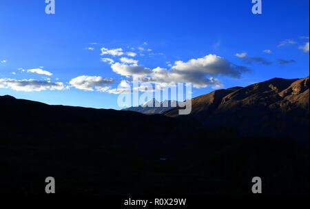 Das letzte Licht verlässt das Dorf von Mulchay, Spiti über CCKN Stockfoto