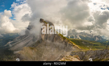 Tolle Aussicht Dolomiten von Seceda über Puez Odle Stockfoto