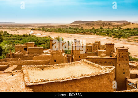 Kasbah Ait Ben Haddou in der Nähe von Ouarzazate Marokko. Weltkulturerbe der UNESCO Stockfoto