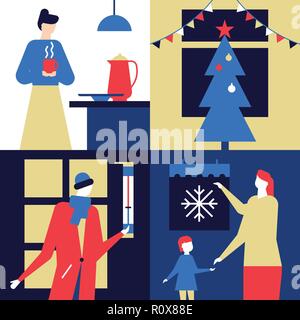 Weihnachtszeit - flaches design Stil bunte Illustration Stock Vektor