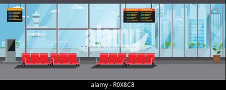 Flughafen Innenraum Wartehalle Wartehalle modernen Terminal Konzept. High Ausführliche flachen Farbe Vector Illustration Stock Vektor