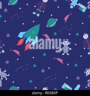 Cosmos nahtlose Muster mit SPACE-Elemente. Stock Vektor