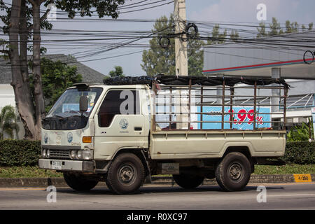 CHIANG MAI, THAILAND - 24. JANUAR 2017: Private Toyota Dyna Truck. Auf der straße Nr. 1001, 8 km von Chiang Mai City. Stockfoto