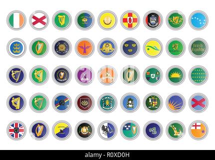 Satz von Vector Icons. Republik Irland Fahnen. 3D-Darstellung. Stock Vektor