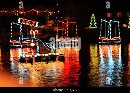 Mousehole Lichter, Cornwall, Großbritannien Stockfoto