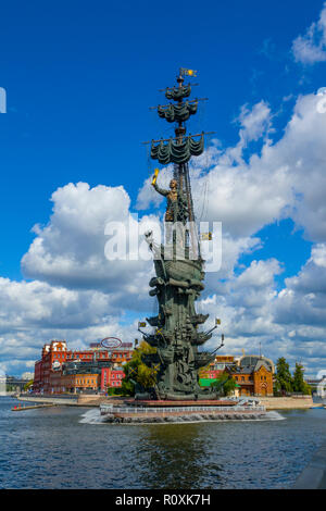 Moskau Russische Moskwa City Nationale Hauptstadt von Russland Peter der Große Statue eines 98 Meter hohen Denkmal des russischen Zaren Peter I. Stockfoto