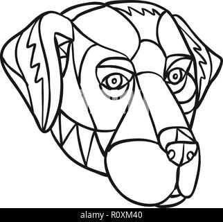 Mosaik low polygon Stil Abbildung: Leiter der schwarze Labrador, Labrador Retriever, Retriever-Gun Dog auf isolierten weißen Hintergrund in Schwarz und Weiß Stock Vektor