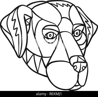 Mosaik low polygon Stil Abbildung: Leiter der schwarze Labrador, Labrador Retriever, Retriever-Gun Dog auf isolierten weißen Hintergrund in Schwarz und Weiß Stock Vektor