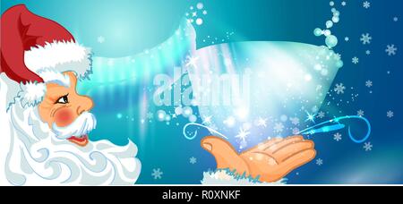 Grußkarte Santa Claus in der kalten Herzlichen Glückwunsch! Stock Vektor