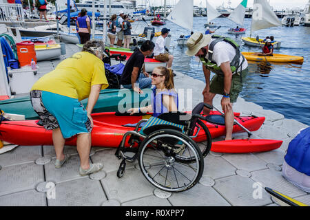 Miami Florida, Coconut Grove, Shake a Leg Miami, No Barriers Festival, Behindertengerechte Sonderwünsche, körperliche Behinderung, adaptiver Wassersport, Kajak, Stockfoto