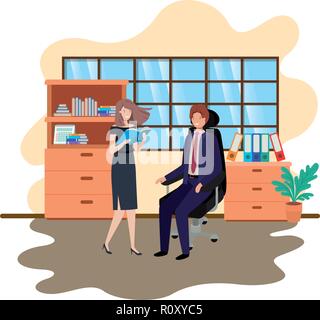 Paar Business in die Arbeit Büro avatar Charakter Stock Vektor
