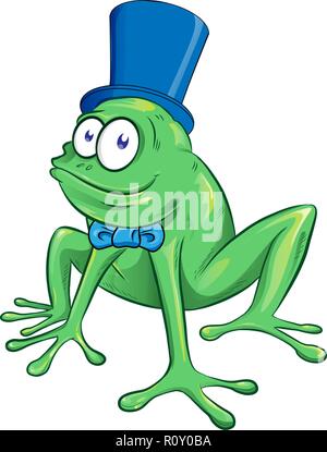 Cute cartoon Partei Frosch Maskottchen Charakter Stock Vektor